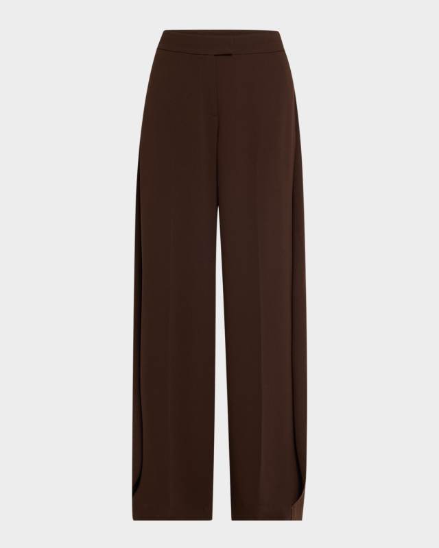 Wide Leg Crepe Pants With Side Extens